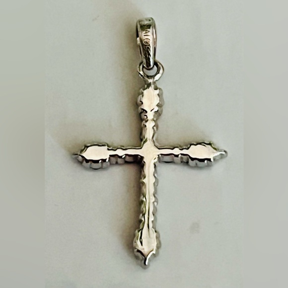 Black Diamond/Sterling Silver Cross Pendant Charm - Picture 3 of 3
